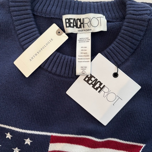 Beach Riot x Anthropologie Callie Americana Sweater NWT in Americana Navy Flag L - Picture 7 of 9